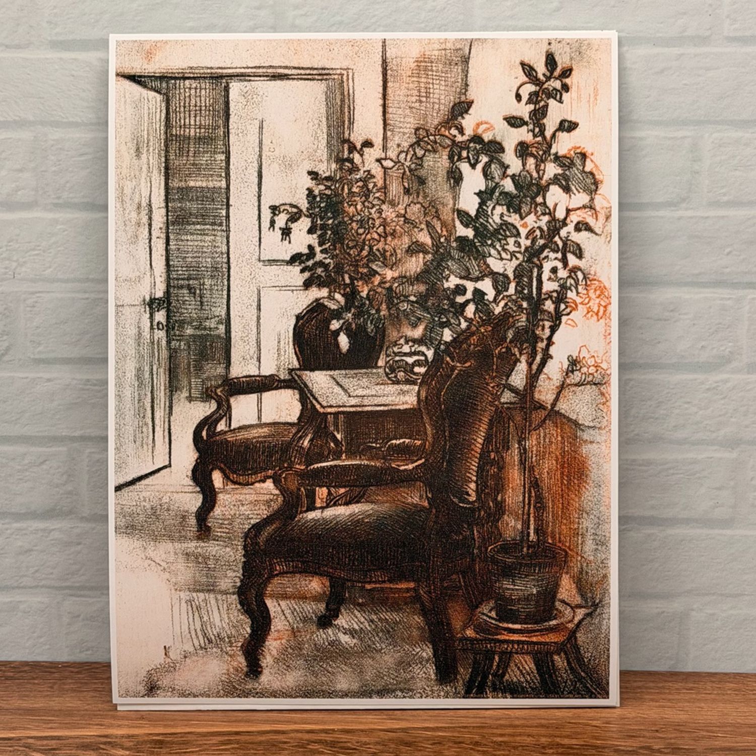 Interior Still Life Antique Sketch Print