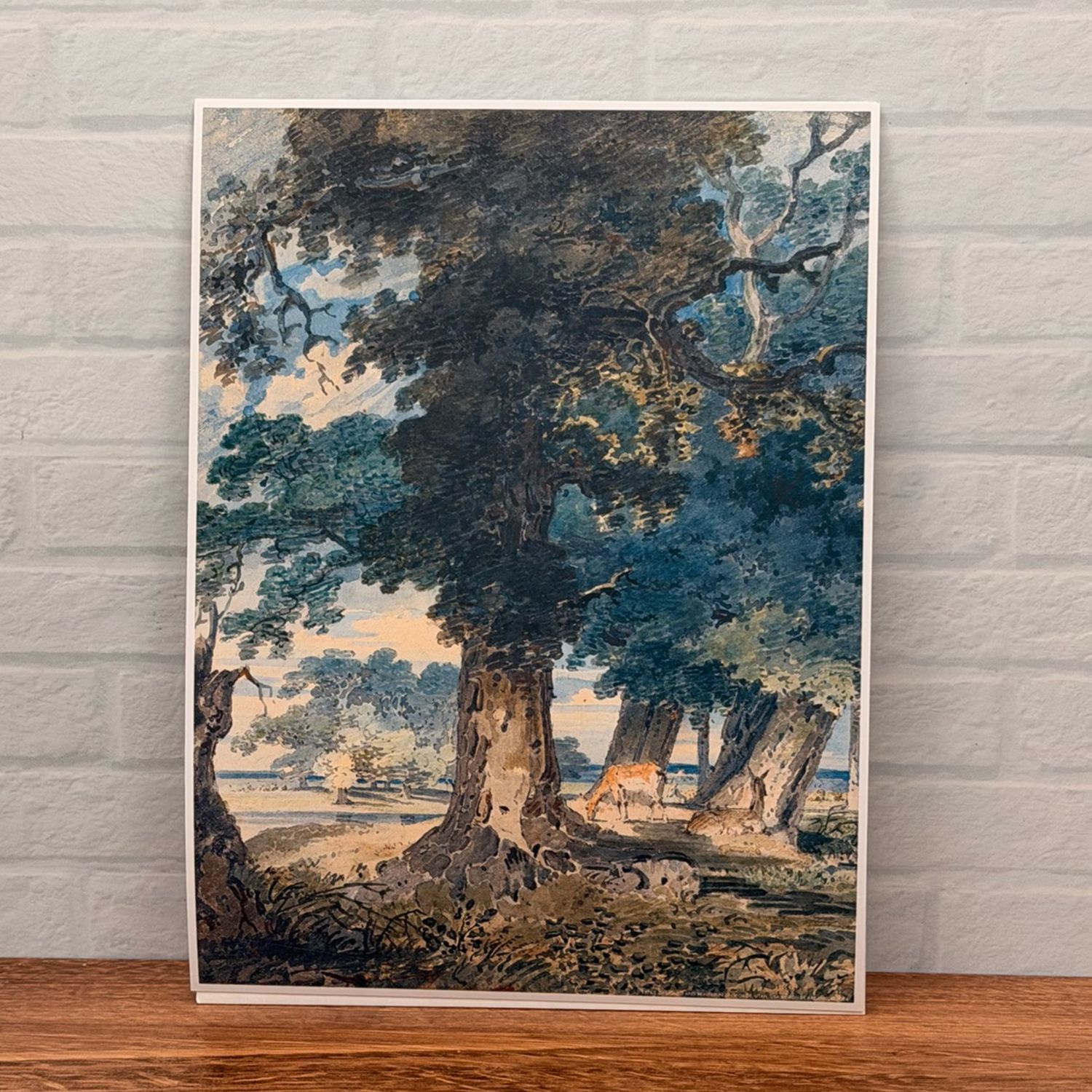 Pastoral Deer Landscape Watercolor Print