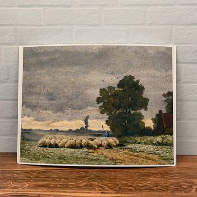 Countryside Shepherd + Flock Oil Print