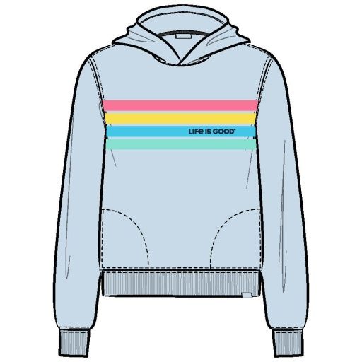 Life is Good Women's Fleece Hoodie Quad Simple Stripe, Color: Glacier Blue, Size: SM