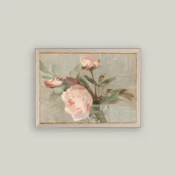 Light Pink Roses Antique Style Art Sign | 11x15