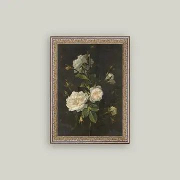 Moody Still Life Rose Vintage Antique Style Art Sign | 12 x 16”