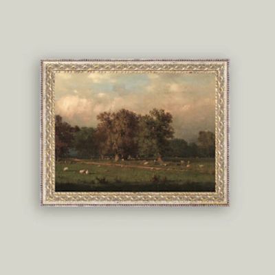 Sheep Farm Wall Art: Vintage Framed Canvas