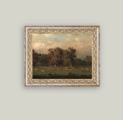 Sheep Farm Wall Art: Vintage Framed Canvas, Size: 10"x8"