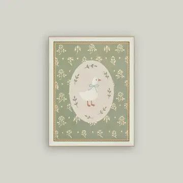 Little Goose Wall Art: Vintage Framed Canvas, Size: 7"x9"