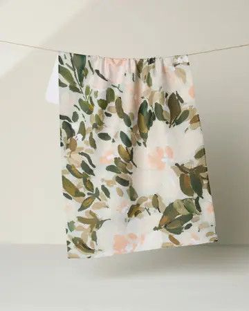 Painted Blossoms Geometry Tea Towel