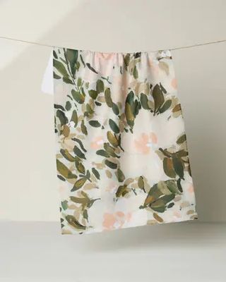 Painted Blossoms Geometry Tea Towel