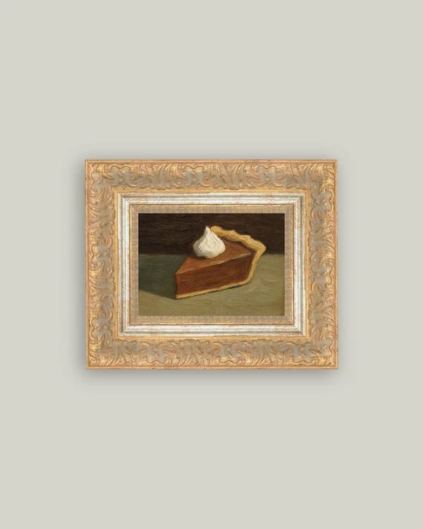 Pumpkin Pie Slice Copper Gold Framed Wall Canvas (9"x7")