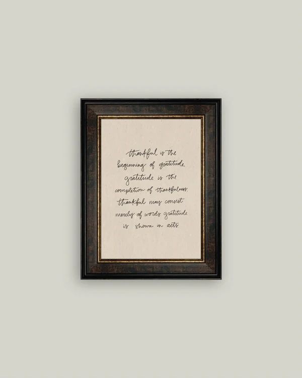 Thankful is the Beginning Brown Copper Framed Wall Canvas (14"x18")