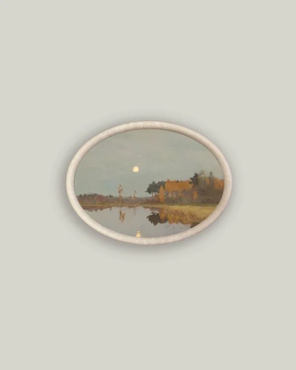 The Twilight Moon Oval Framed Wall Canvas (16"x12")
