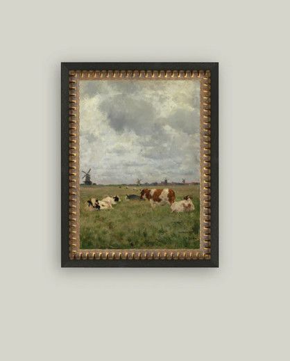 Cattle On the Pasture Framed Antique Art, Size: 12 x 16