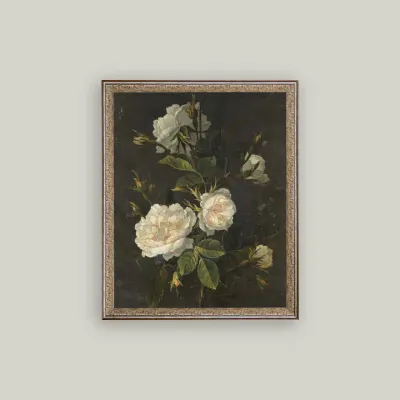 Moody Still Life Rose Vintage Antique Style Art Sign