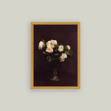 Roses Blanches Framed Art Print, Size: 11x15