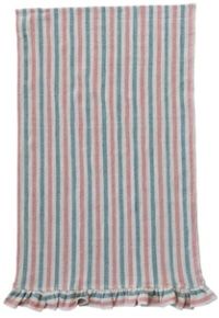 Woven Cotton Tea Towel with Stripes &amp; Ruffle, Color: Dark