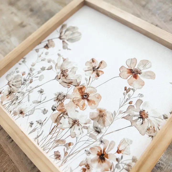 Wildflower Esme Design | Wooden Framed Print Light Oak, Size: 7"x7"