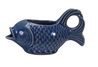 Stoneware Fish Shaped Creamer, Color: Blue