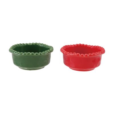 Stoneware Organic Shaped Bowl with Hobnail Rim