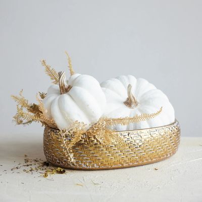 White Resin Pumpkin Decorative Accent