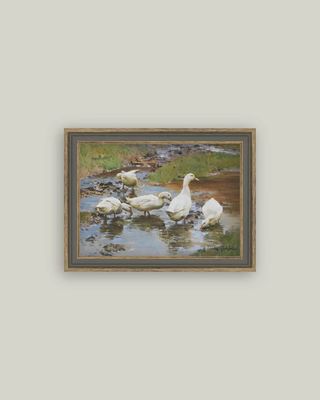 Ducks on the Water Vintage Framed Antique Style Wall Art Sign