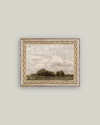 Tree and Cloud Landscape Vintage Framed Antique Style Wall Art