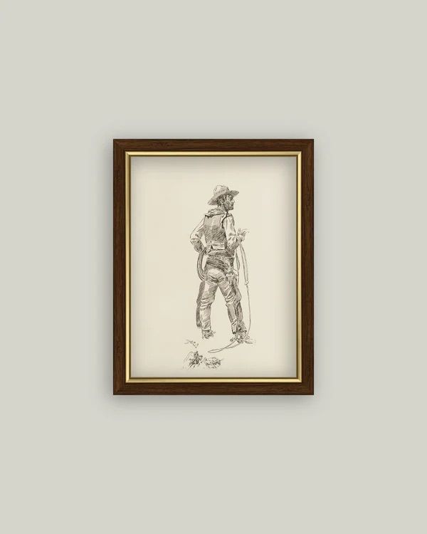 The Cowboy Art Western Vintage Wall Art Print Sign 7x9