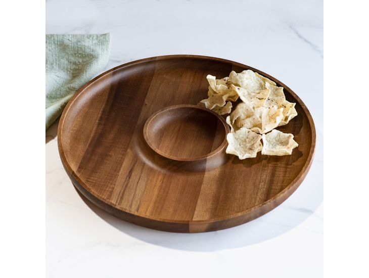 Round Acacia Wood Serving Tray