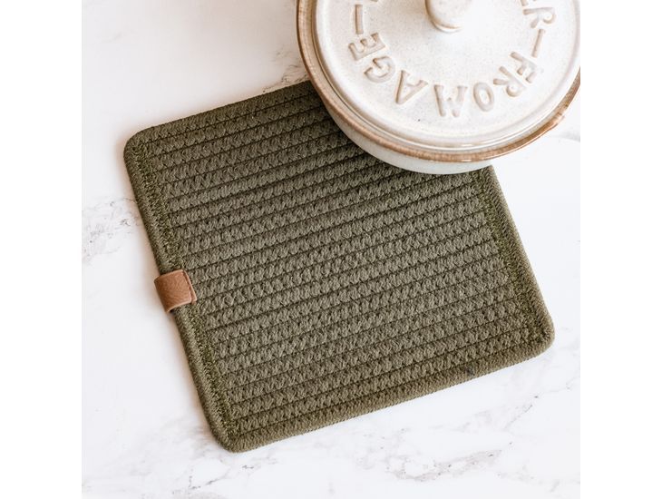 Olive Square Woven Hot Pad 8.25"