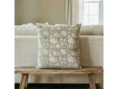 Sage Peony Flower Pillow