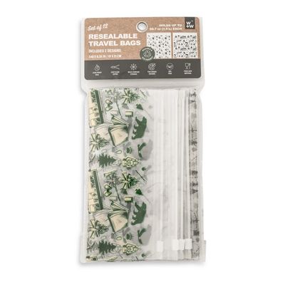 Set of 12 Resealable Travel Bags - Campground
