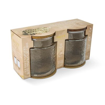 35.5oz Hammered Glass Canister w/ Wooden Lid