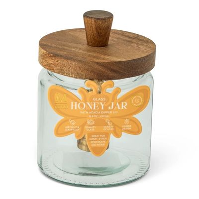 16.9oz Glass Honey Jar w/ Acacia Dipper Lid