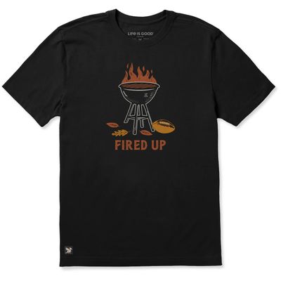 Life is Good Men's Fired Up Grill + Football Tee