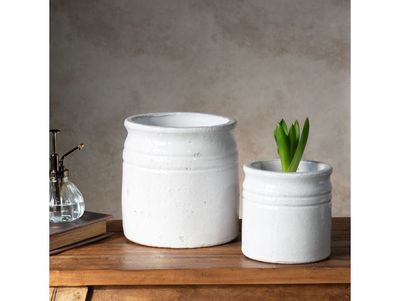 White Double Line Vases