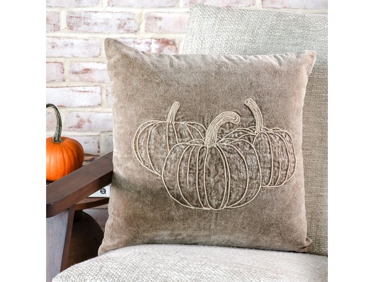 18” x 18" Tan Beaded Pumpkin Pillow