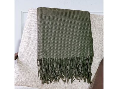 50” x 60” Olive Green Waffle Throw