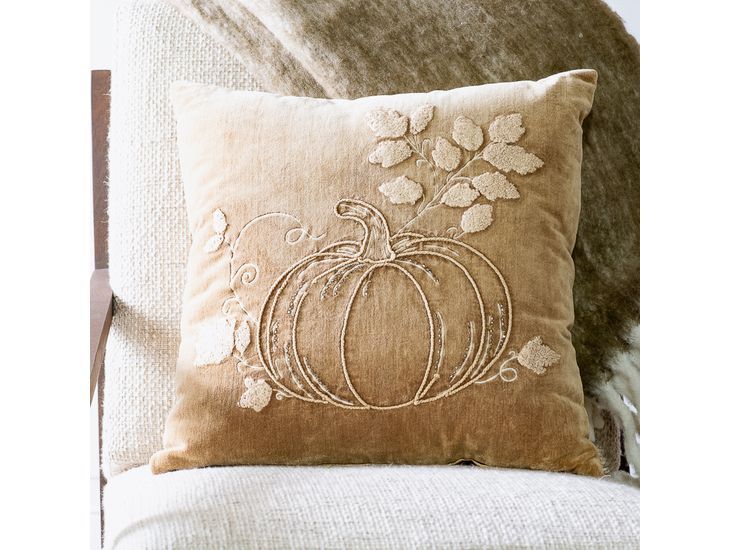 18” x 18" Tan Velvet Pumpkin Pillow