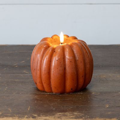 5" Orange 3D Flame Pumpkin LED Candle
