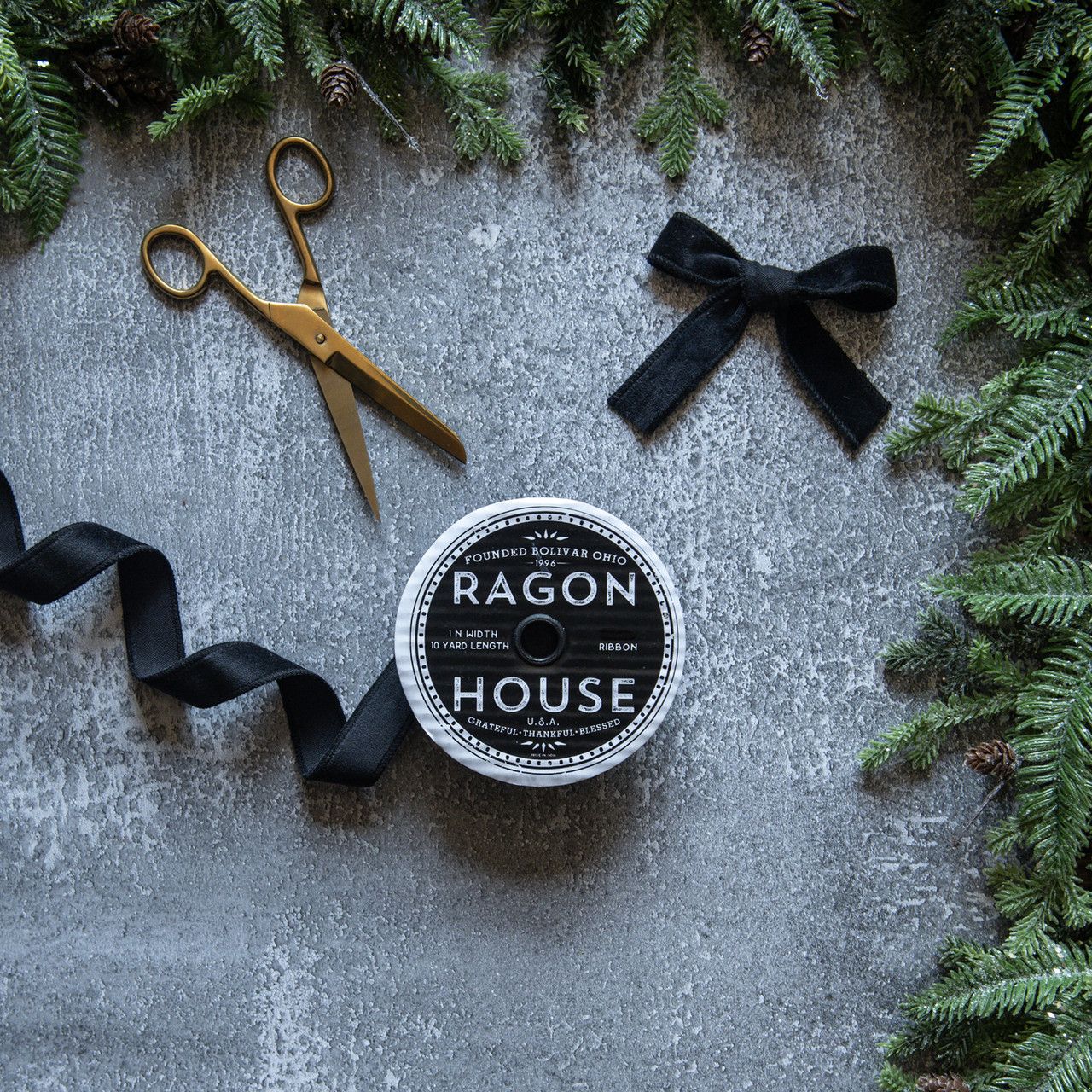 1” Black Unwired Velvet Ribbon