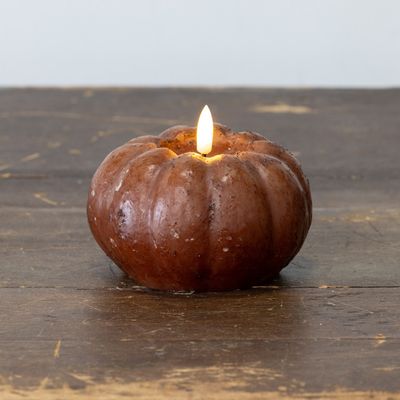 3.5" Bronze 3D Flame Short Pumpkin LED Candle