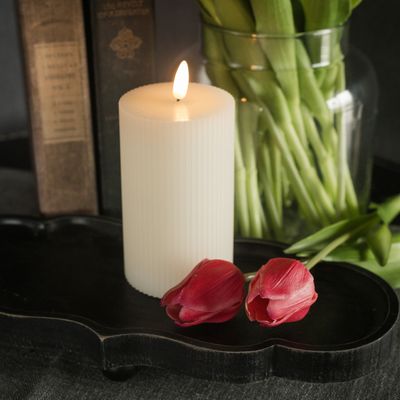 5” Cream Grooved 3D Flame LEDCandle