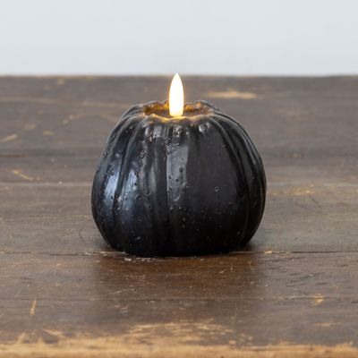 4” Black 3D Flame Tall Pumpkin LED Candle