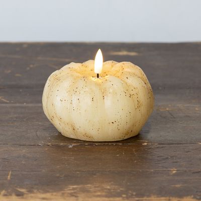 3.5” Cream 3D Flame Short Pumpkin LED Candle