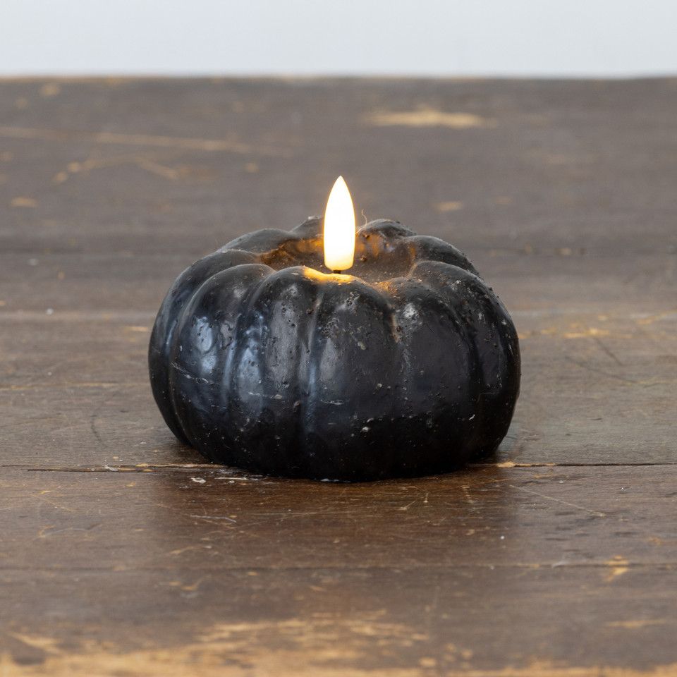 3” Black 3D Flame Short Pumpkin LED Candle
