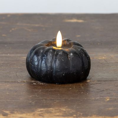 3” Black 3D Flame Short Pumpkin LED Candle