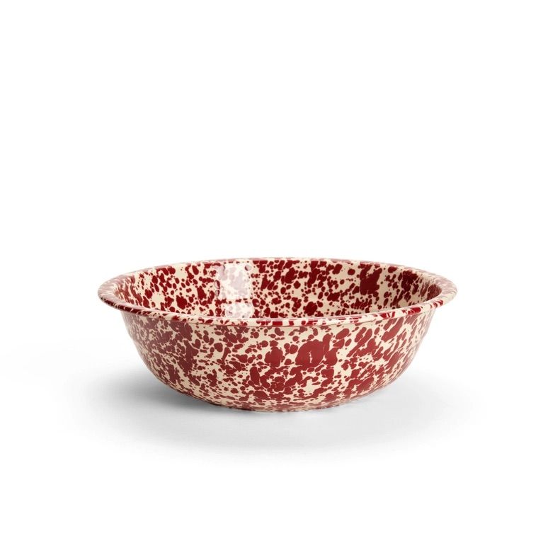 Small Basin Burgundy &amp; Cream Splatter Enamelware by Crow Canyon