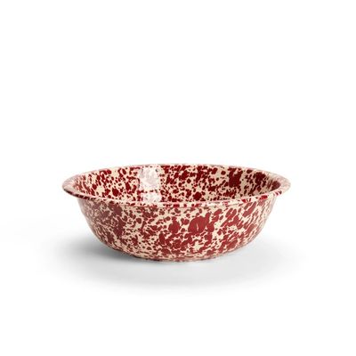 Small Basin Burgundy &amp; Cream Splatter Enamelware by Crow Canyon