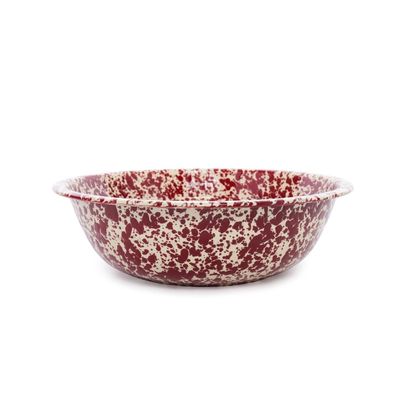 Medium BasinBurgundy &amp; Cream Splatter Enamelware by Crow Canyon