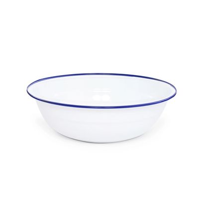 Vintage Medium Basin Blue Rim Enamelware by Crow Canyon