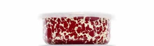 Storage Bowl Burgundy &amp; Cream Splatter Enamelware by Crow Canyon