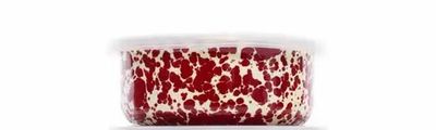 Storage Bowl Burgundy &amp; Cream Splatter Enamelware by Crow Canyon